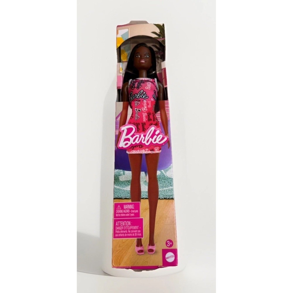 Barbie Fashion Doll Black Hair in Pink Dress Walmart Exclusive New Cute Summer